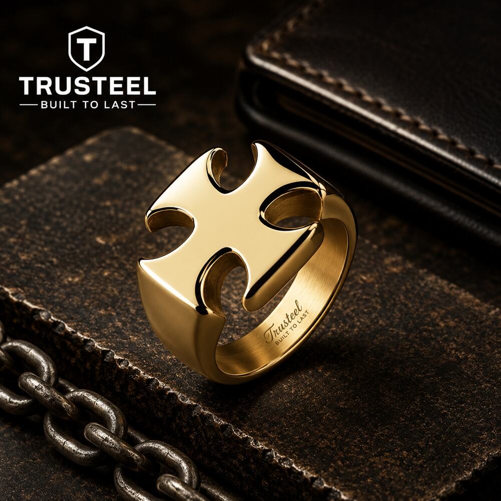 Men’s New Iron Cross 316L Stainless Steel black biker Gothic Ring size 13